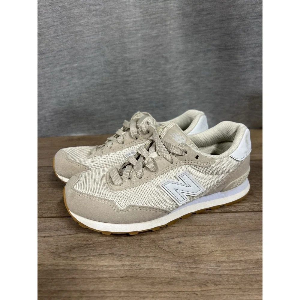 New Balance Kids Size 1 Model 515 Casual Shoes Cream/ Gray With Blue